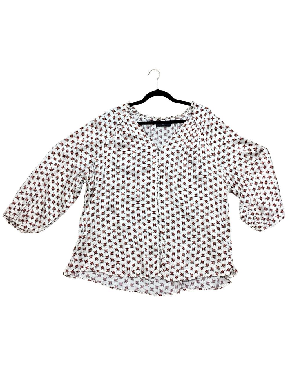 Lane Bryant Silky Soft Viscose Rouleau Button Blouse 22/24 Ruffle V-Neck Collar